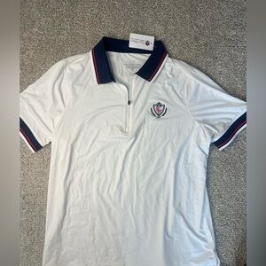 NEW! Women’s Vineyard Vines White Polo Shirt with Navy and Red Accents- LARGE